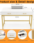 WESTREE Women Makeup Vanity Desk with 2 Drawers - Bedroom Home Office Desk, Wooden Height Monitor Stand & Storage Shelf Without Mirror, White Table Great Gift for Her