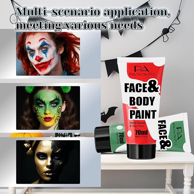 Orange Face Paint 70ml - Non-Toxic Washable Body Paint for Pumpkin, Tiger Makeup - Water-Based Highly Pigmented Face Body Paint for Halloween SFX Cosplay Makeup ,Costume Events,Party & Stage