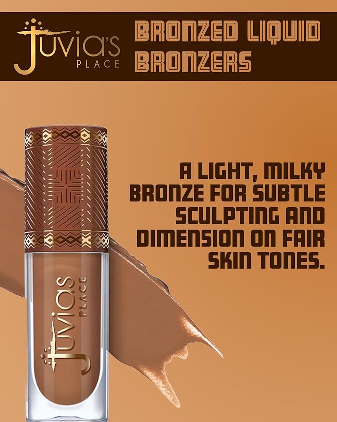 Juvia’s Place Bronzed Liquid Bronzer - Warm Pecan - Liquid Bronzer for Face w/Silky Blendable Texture - Buildable Coverage for Natural Contour & Dimension - Easy-to-Blend Patch-Proof Formula