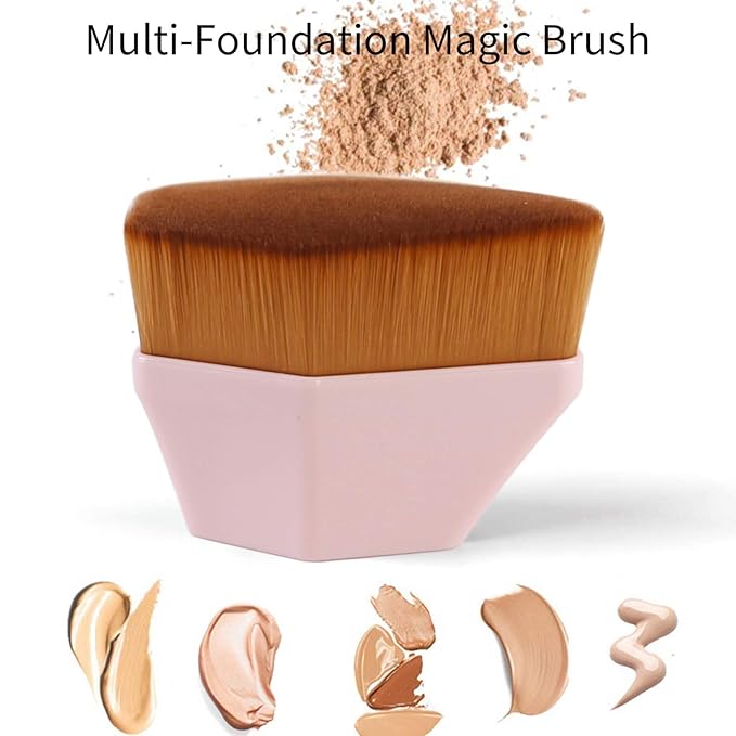 Foundation Brush, Daubigny Iron Type Makeup Brush for Face Blush Liquid Powder Foundation Brush for Blending Liquid, Cream or Flawless Powder Cosmetics with Protective Case (Pink)