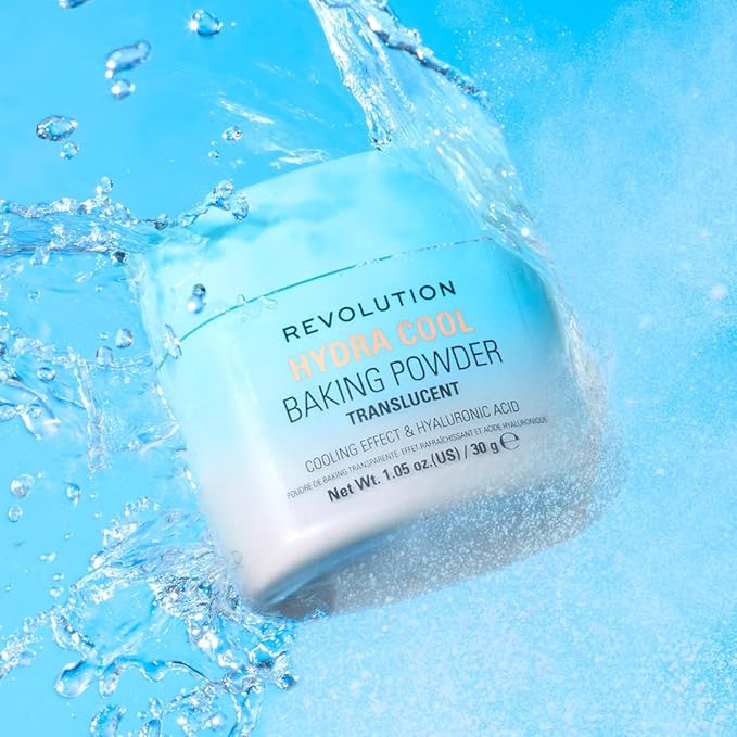 Revolution Beauty London, Hydra Cool Cooling Loose Baking Powder, Makeup Setting Powder for Hydrating Skin, Enriched with Hyaluronic Acid, Vegan & Cruelty-Free, 1.05 oz