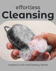 MainBasics Silicone Body Scrubber – Dual-Sided Shower Exfoliator for Men & Women, Gentle Silicone Loofah Alternative for Deep Clean (Black, Exfoliate)