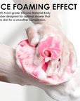 INNERNEED Food-Grade Soft Silicone Body Scrubber Shower Brush Handheld Cleansing Skin Brush, with Exfoliating Net Sponge Case (Pink Brush)