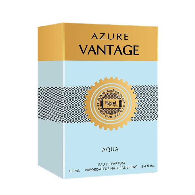Hybrid & Company Azure Vantage Aqua For Men Pour Homme Eau De Toilette Natural Spray 3.4FL.OZ
