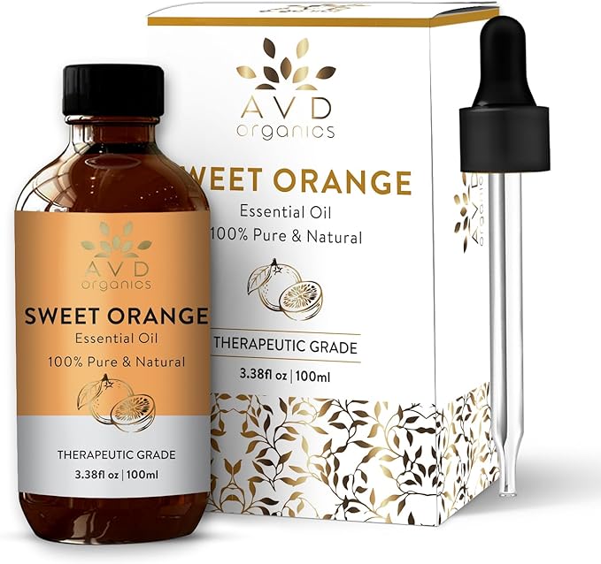 Sweet Orange Essential Oils for Skin | Pure Natural Cold Pressed & Undiluted Sweet Orange Oil |Use in Aromatherapy Diffusers for Mood Lifting | 3.38 fl. Oz