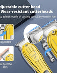 Professional Hair Clipper Set, Rechargeable Cordless Barber Kit and Hair Cutting Set, Electric Foil Shavers and Beard Trimmers, Ear, Nose Hair Trimmer Set & Facial Grooming Tool (Gold)