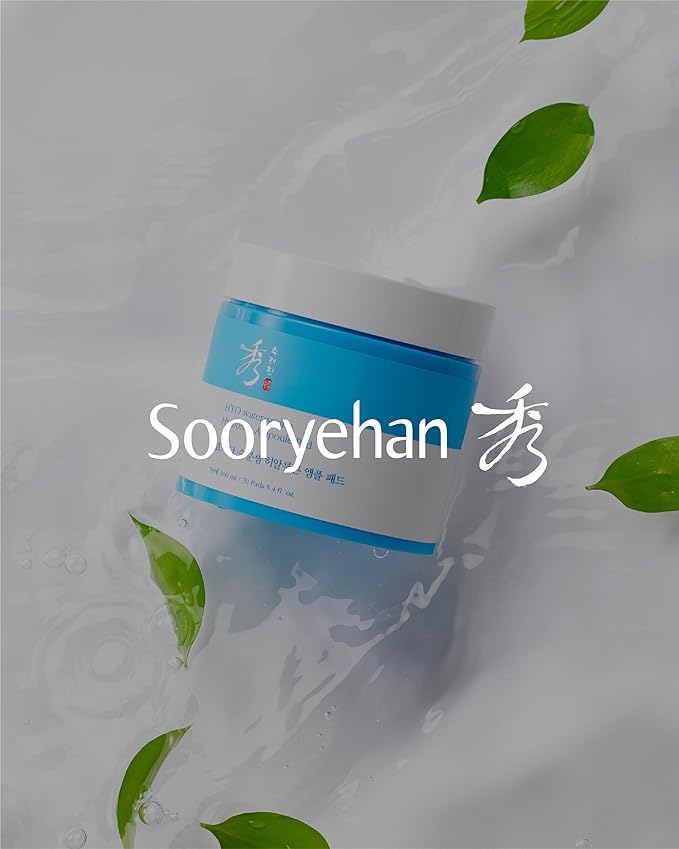Sooryehan Hyobidam Water-Spring Hyaluronic Acid Pad (10.82fl oz, Pack of 2) - Gentle Daily Facial Toner Cotton Rounds for Soothing, Moisturizing, Exfoliating. Ginseng, Green Tea.