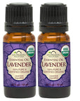 US Organic 100% Pure Lavender Essential Oil, Directly sourced from Bulgaria, USDA Certified Organic, Undiluted, for Diffuser, Humidifier, Massage, Skin, Hair Care, Non GMO, 10 ml 2 Pack