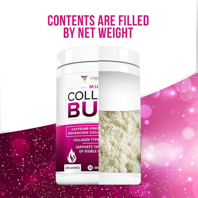 Hydrolyzed Collagen Powder for Weight Loss - Collagen Burn Ultimate Beauty Complex Multi Collagen Peptides Powder for Women with Types I II III V and X for Fat Burning Support - Unflavored