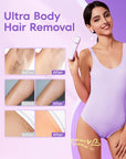 Electric Bikini Trimmer: 2 in1 Body Facial Hair Remover - Painless Pubic Hair Shaver (Purple)