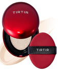 [*Mini Size*] TIRTIR Mask Fit Red Cushion Foundation | Full coverage, Weightless, Skin fit, Satin Glow Finish, Korean Makeup BB Foundation, beauty, Tattoo cover up, Buildable (#10C Shell, 0.15 Fl Oz)