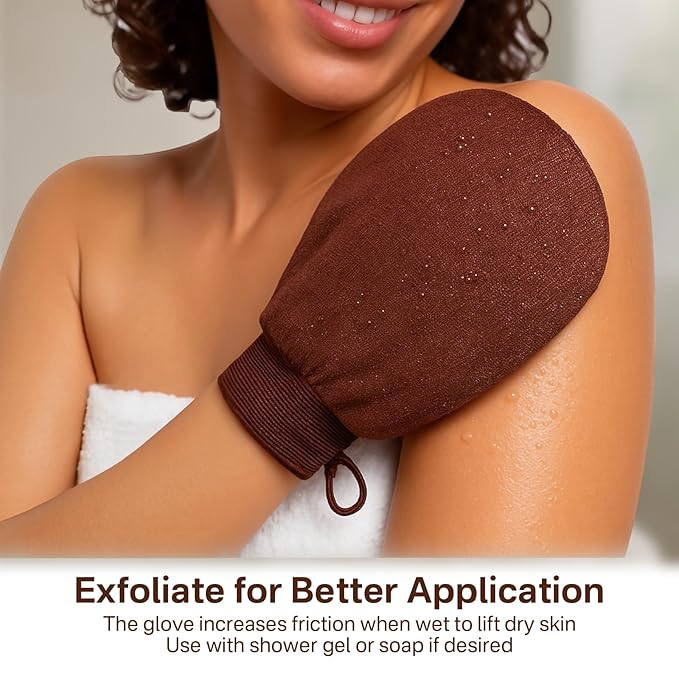 2 Pack Self Tanner Applicator Mitt Kit, With Exfoliating Gloves, Thick Waterproof Inner Layer Durable, Washable Reusable,Tanning Mitt, Tanning Mitts Self Tanner, Self Tan Glove Applicator