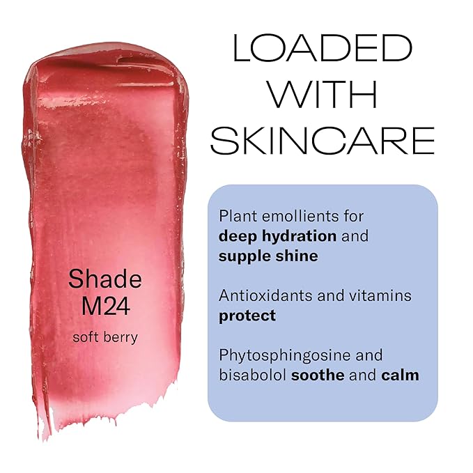MOB Beauty Hydrating Shine Lip Balm M24 Plum – Tinted Lip Balm Stick with Jojoba & Sunflower Oils, Clean Vegan Organic Lip Care for Nourished, Glossy Lips