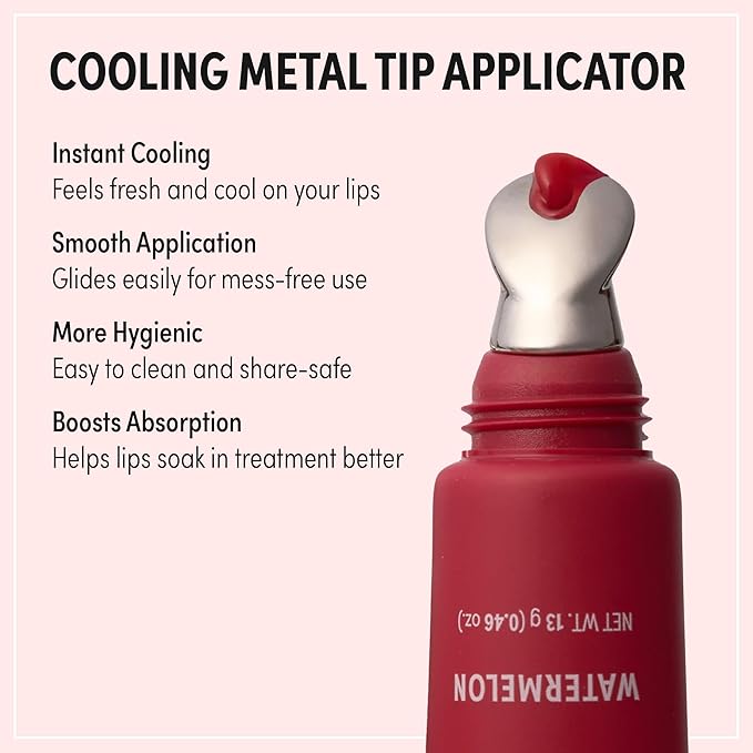 KISS NEW YORK Peptide Lip Treatment, Hydrating & Non-Sticky Tinted Plumping Balm, Shea Butter Castor Oil & Squalane Reduces Look of Fine Lines, Softer & Fuller Lips with Cooling Metal Tip (Watermelon)