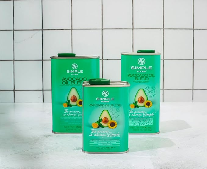 Simple Foods Avocado Blend Oil - High Oleic Content, Low Saturated Fat, High Smoke Point 8.45 oz