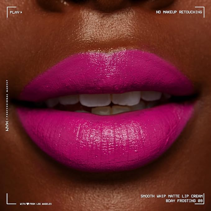 NYX PROFESSIONAL MAKEUP Smooth Whip Matte Lip Cream, Long Lasting, Moisturizing, Vegan Liquid Lipstick - Bday Frosting (Violet Red)