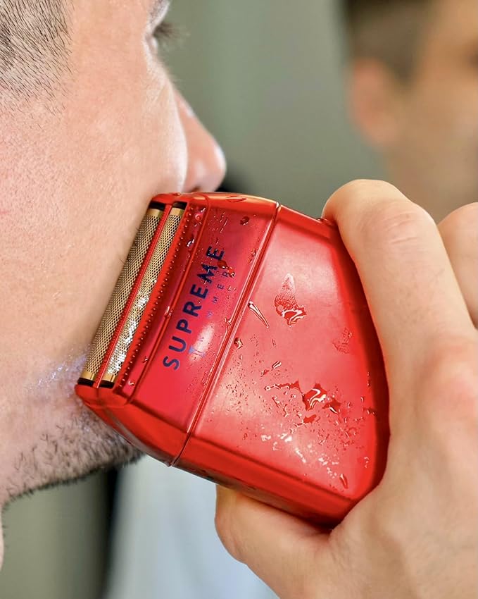 Supreme Trimmer 3-in-1 Barber Bundle | 2Spee Clipper, 2Spee Trimmer & Crunch Foil Shaver | Professional Beard Trimmer Men’s Hair Clipper Kit | Red