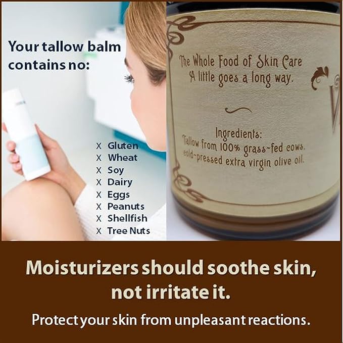 Vintage Tradition Beef Tallow All Purpose Balm - Healing, Hydrating Luxurious Skin Care Salve Replaces Body Lotion, Hand Cream, More - Essential Oil, Olive Oil, and Grass-Fed Tallow, 2 fl. oz.