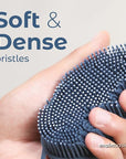 MainBasics Silicone Body Scrubber – Dual-Sided Shower Exfoliator for Men & Women, Gentle Silicone Loofah Alternative for Deep Clean (Dark Blue, Exfoliate)