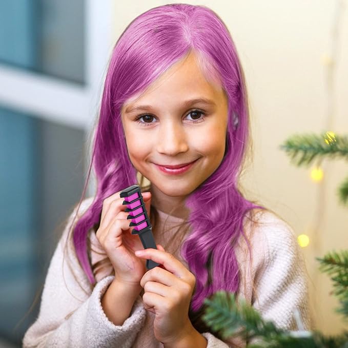 New Hair Chalk Comb Temporary Hair Color Dye for Girls Kids with Light Color Hair, Washable Hair Chalk for Girls Age 4 5 6 7 8 9 10 Birthday Cosplay DIY Chrldren's Days(Blue & Pink & Purple)