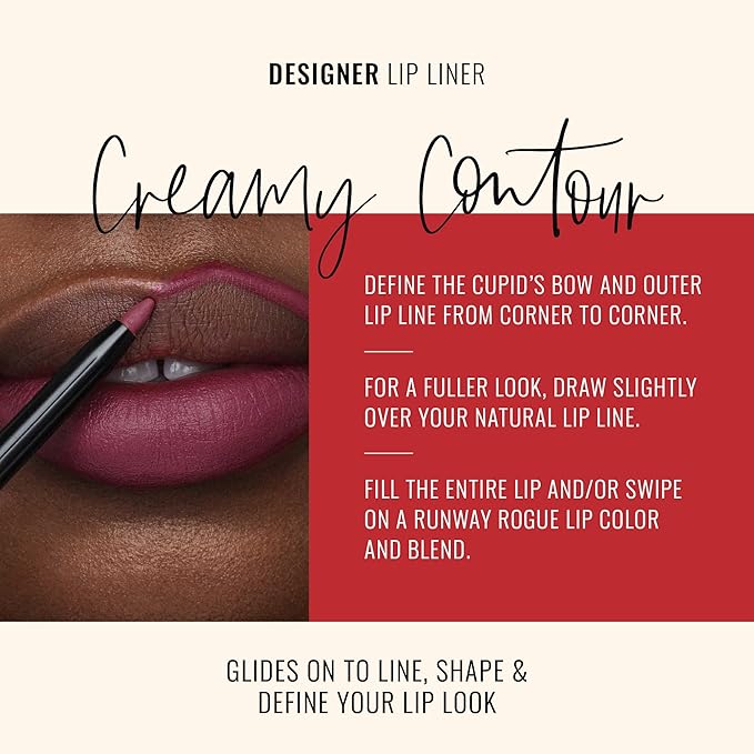 Runway Rogue Designer Liner Lip Pencil, Matte Muted Plum Lip Liner Pencil and Lip Liner Sharpener, ‘Start the Show’