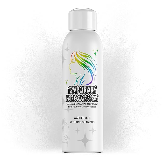 Temporary Hair Color Spray for Adults & Kids - Instant Silver White Dye Alternative | Non-Sticky, Washable & Gentle Formula | Party, Halloween, Costume Makeup (150 ml)
