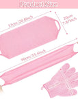 Anezus Exfoliating Shower Bath Gloves Back Scrubber Set for Body, Face, Shower, Bath, Scrub and Exfoliator (Pink)