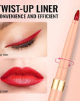 Oulac Waterproof Lipliner Pencil - Smooth and Creamy, Retractable Lip Makeup for Precision Application, Vegan & Cruelty-Free, LL08 Ruby