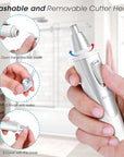 Ear and Nose Hair Trimmer Clipper - 2025 Professional Painless Eyebrow & Facial Hair Trimmer for Men Women, Battery-Operated Trimmer with IPX7 Waterproof, Dual Edge Blades for Easy Cleansing White