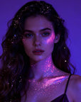 DAGEDA Light-Reactive to Pink Body Glitter Gel, Holographic Face Glitter Rave Party Accessories, Chunky Glitters for Hair Eyes Nails, Cosmetic Laser Powder Festival Sequins Paint Makeup