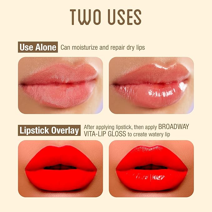 Ruby Kisses Broadway Vita-Lip Clear Lip Gloss (Shea Butter 6 Pack), Ultra-Hydrating & Soothing Formula with Multi-Vitamin Oils, High-Shine Non-Sticky Finish, Nourishing Lip Balm for Healthy Lips