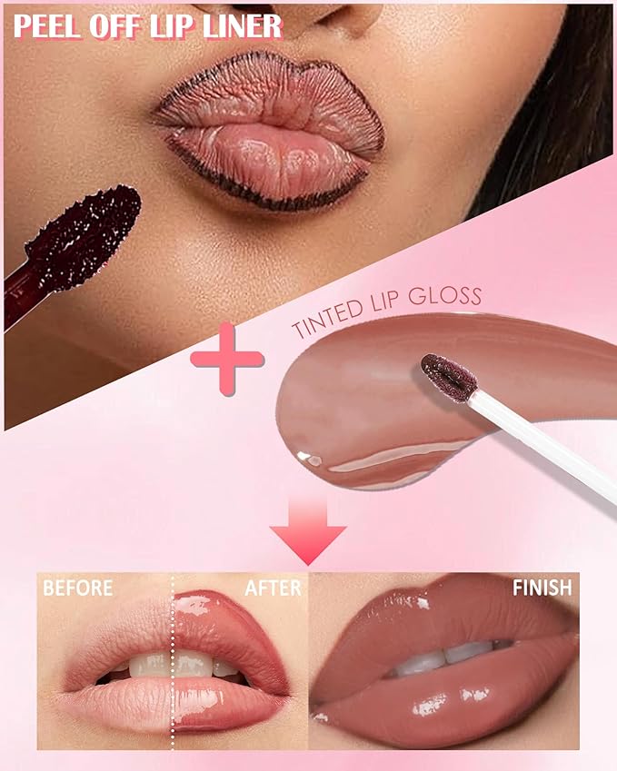 Brown Peel Off Lip Liner Stain & Pink Lip