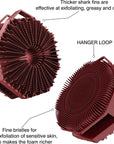 iTokGoK® Premium Silver-Infused Double-Sided Design 2-in-1 Silicone Body Brush Scrubber,Body Buffer Scrubber for Sensitive Skin, Ergonomic No-Slip Handle, Long-Lasting & Easy to Clean - Burgundy