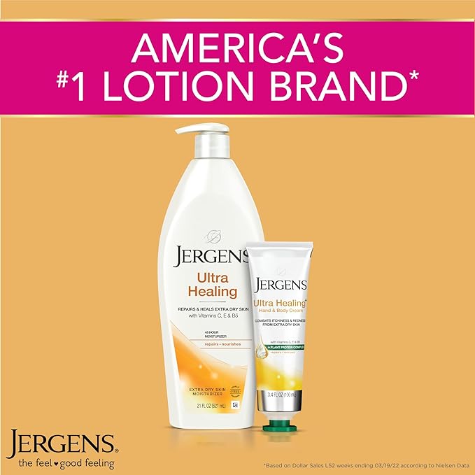 Jergens Ultra Healing Lotion for Extremely Dry Skin, Moisturizer to Relieve and Repair Rough Spots, Improves Skin Texture, Hand and Body Lotion with Vitamins E, C, & B5, 3 Oz (Pack of 6)