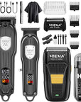 Professional Hair Clipper Kit, Rechargeable Cordless Barber Kit and Hair Cutting Set, Electric Foil Shavers and Beard Trimmers, Ear, Nose Hair Trimmer Set & Facial Grooming Tool (Black)