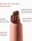 LipLock Jelly Serum for Dry Lips, Long-Lasting, Hydrating, Plumping, Glossy Mask with Rose PDRN, Carrot Collagen, Pillow Peptide, Moisturizing Tinted Lip Balm. (Pink Flan)