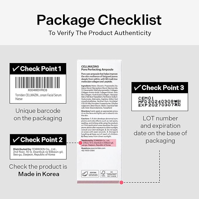 Torriden CELLMAZING Pore Perfecting Ampoule 30ml (1.01 fl.oz.) | Improving Skin Elasticity | 5D Collagen, Peptide Complex, PHA, LHA | Korean Facial Serum, Korean Skin Care