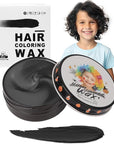 Temporary Black Hair Color Wax for Kids, Washable Colored Hair Styling Mud, Women Men Style Dye for Girls Boys Teens, Instant Hair Coloring Gel Cream for DIY Cosplay Halloween Children's Day