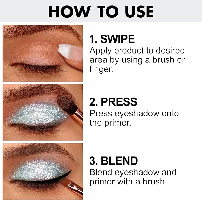 FOCALLURE Eyeshadow Primer, Shimmer Base Gel, lightweight formula, Long-Lasting Eye Makeup Primer, Waterproof Eyelid Base for All Skin Types, 0.03oz