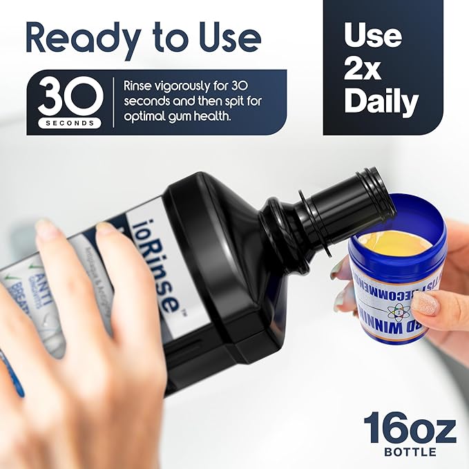 ioRinse Ultra Mouthwash is The Choice of 1,000s of Dentists as The Mouth Wash for Adults and Kids Oral Care and Hygiene. It's an Alcohol Free, Bad Breath Treatment and Gum mouthwash with Xylitol.