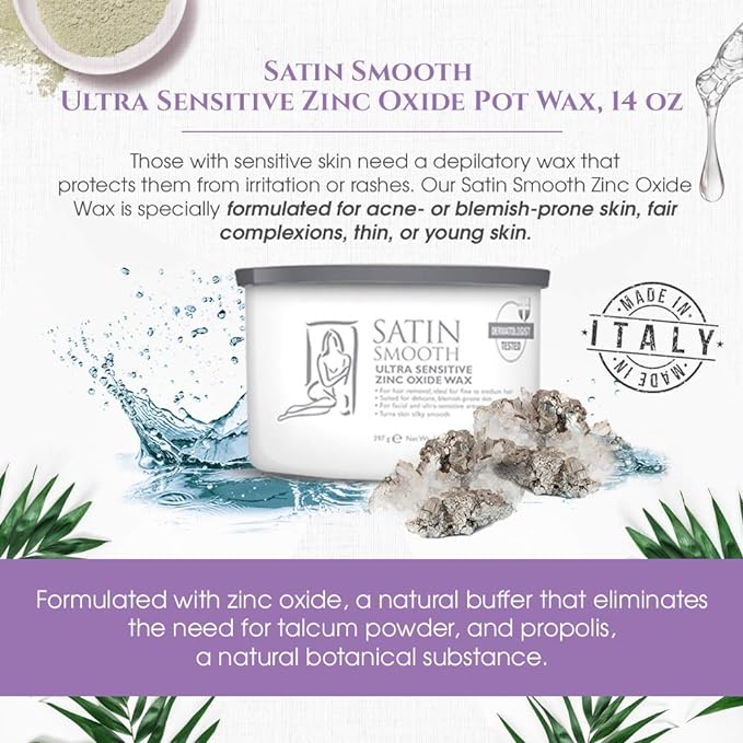 Satin Smooth Waxing Duo: Zinc Oxide Hair Removal Wax AND Cool Aloe Vera Skin Soother Gel