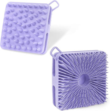 Silicone Body Scrubber Women, Dual-Sided Design Exfoliating Body Brush Buffer Scrubber and Scalp Massager, Shower Scrubber for Body, Silicone Loofah, Ergonomic No-Slip, Easy to Clean(Purple)