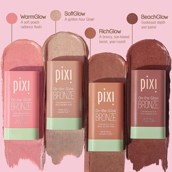 Pixi Beauty Radiance Ready On-the-Glow Trio | Hydrating Hydrating Tinted Moisture Stick Blush, Bronzer, and Highlighter Set | Travel Size, Vegan, and Paraben-Free