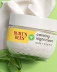 Burt's Bees Calming Night Cream, With Aloe and Rice Milk, Face Moisturizer For Sensitive Skin Infuses Skin With Moisture While You Sleep, 98.8 Percent Natural Origin, 1.8 oz. Tub