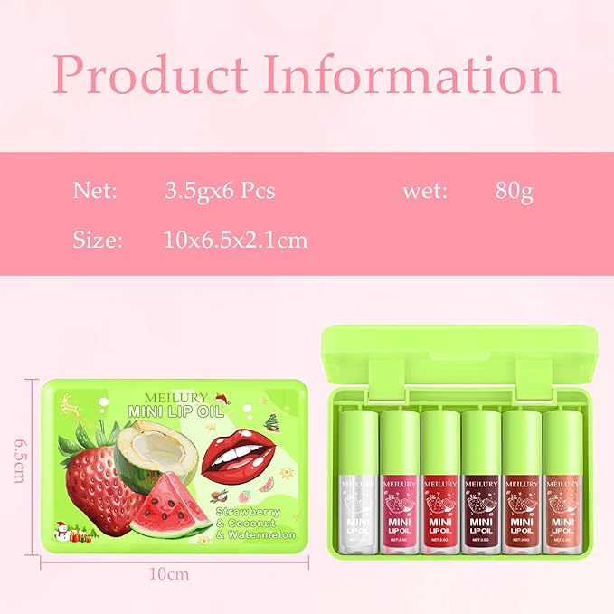 6pcs Lip Gloss Oil Set, Mini Hydrating Lip Glow Oil Lip Gloss, Lipgloss Lipoil Set for Women Girls Teens, Tinted Plumping Fat Lip Oil Lip Balm for Dry Lips Nourishing (SET A)