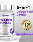 Multi Collagen Peptides Capsules 1800mg, Hydrolyzed Collagen Supplements for Women & Men with Types I, II, III, V & X, Collagen Protein Supports Skin Nails Bones & Joints | 120 Count