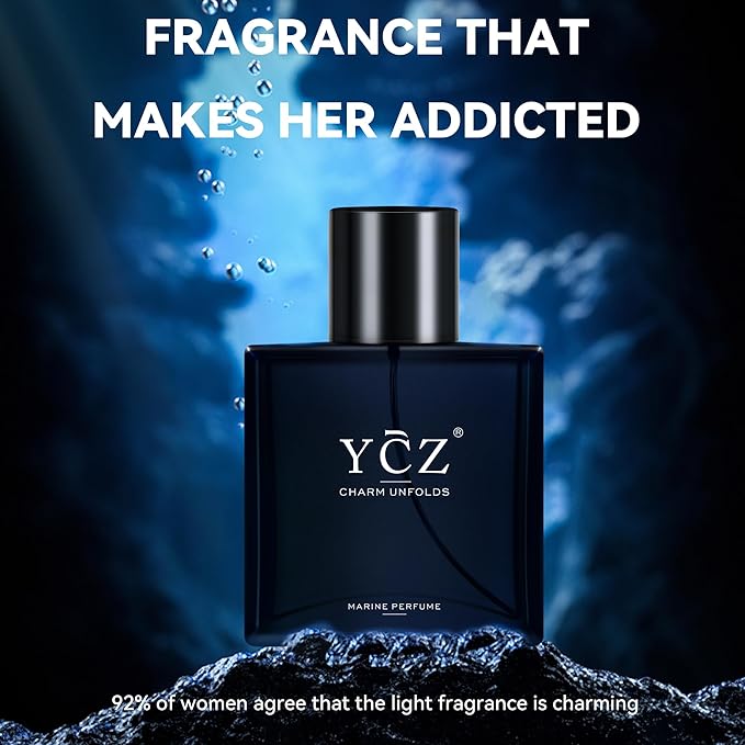 Ycz Midnight Marine Perfume for Men, 1.7 oz. Refreshing & Warm Masculine Scent for Daily Use Men's Casual Cologne Smell Fresh All Day A Gift for Any Occasion