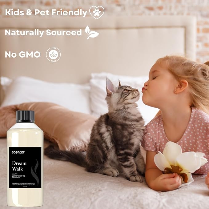 Scentia Hotel Diffuser Oil Inspired by The 5- Star Hotel Scent - 500 ml 16.9 fl oz - Essential Oil Diffuser Refill, White Tea Oil for Aromatherapy Diffusers - Dream Walk, Thanksgiving Gift