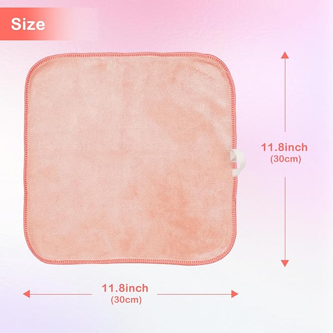 Nugilla Makeup Remover Cloth 12 x 12 Inch, Reusable Makeup Remover Towels for Washing Face, 6 Pack Washable Microfiber Face Cloth Fast Drying Washcloth, Brown/Coral/Green