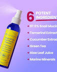 SeoulCeuticals Korean Face Mist 97.5% Snail Mucin Essence - K Beauty Skincare Facial Spray - Cucumber Extract + Marine Minerals + Green Tea + Aloe 4oz